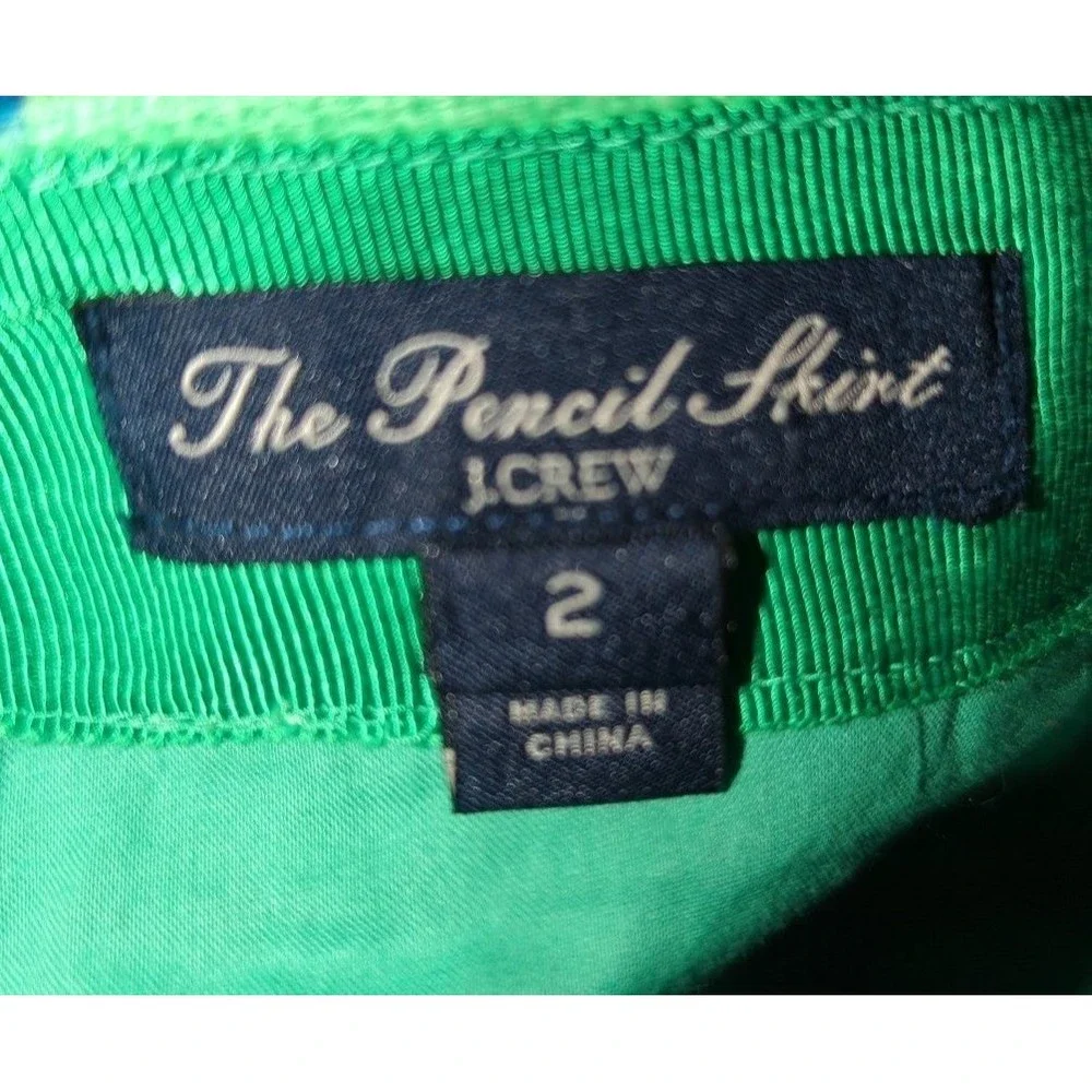 J. Crew Size 2 Green Pencil Skirt‎ with Blue Floral Print
